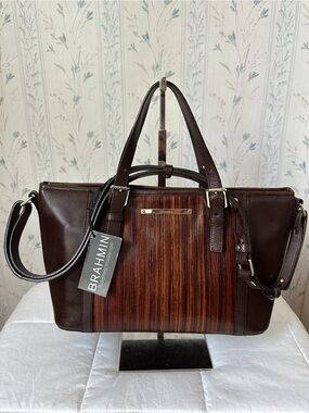 Brahmin Mini Asher Brown Balsa Satchel